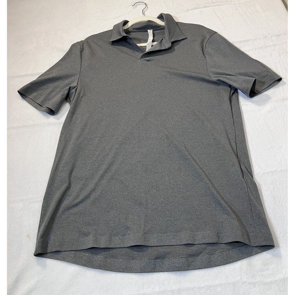 Lululemon Capacity Polo Shirt Men Large Gray Performance Buttonless Golf Stretch